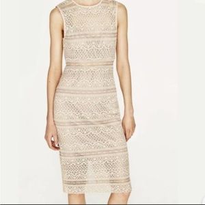 Zara lace dress in cream beige XS